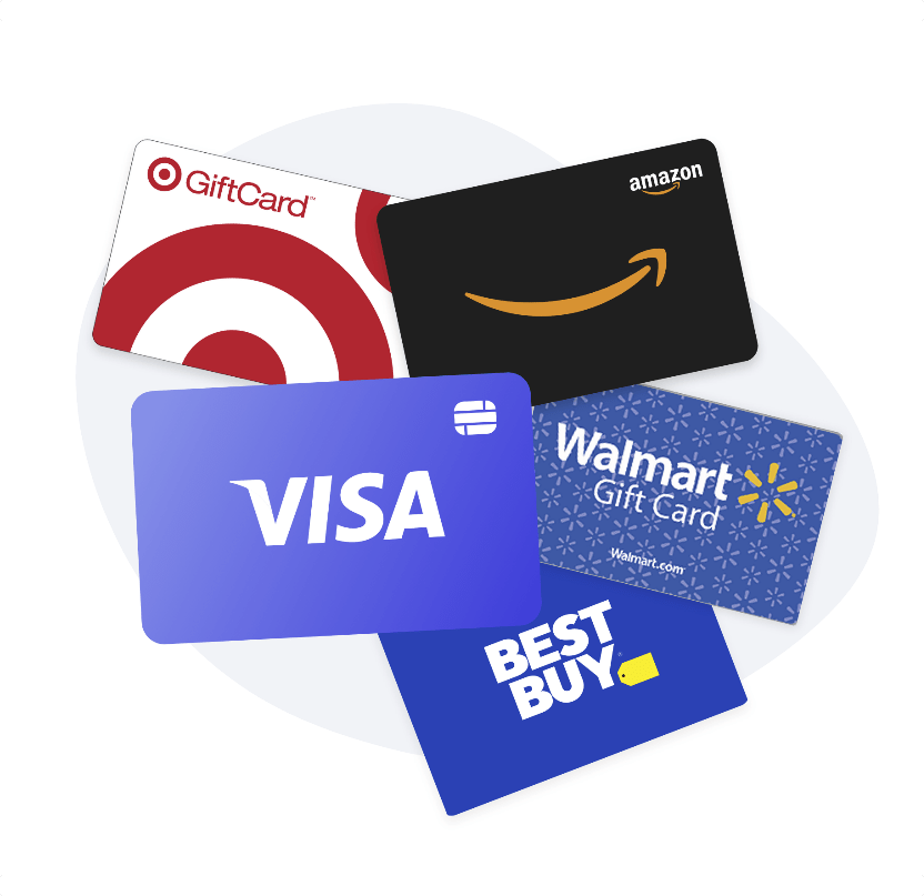 Image of a few popular gift card options